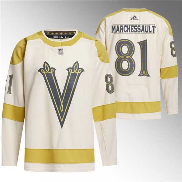 Mens Vegas Golden Knights #81 Jonathan Marchessault Cream 2024 Winter Classic Breakaway Stitched Jersey Dzhi->->NHL Jersey